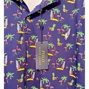 Polo Ralph Lauren Collared Shirt Men's 3XLT Tall Pony Short Sleeve Blue Flamingo